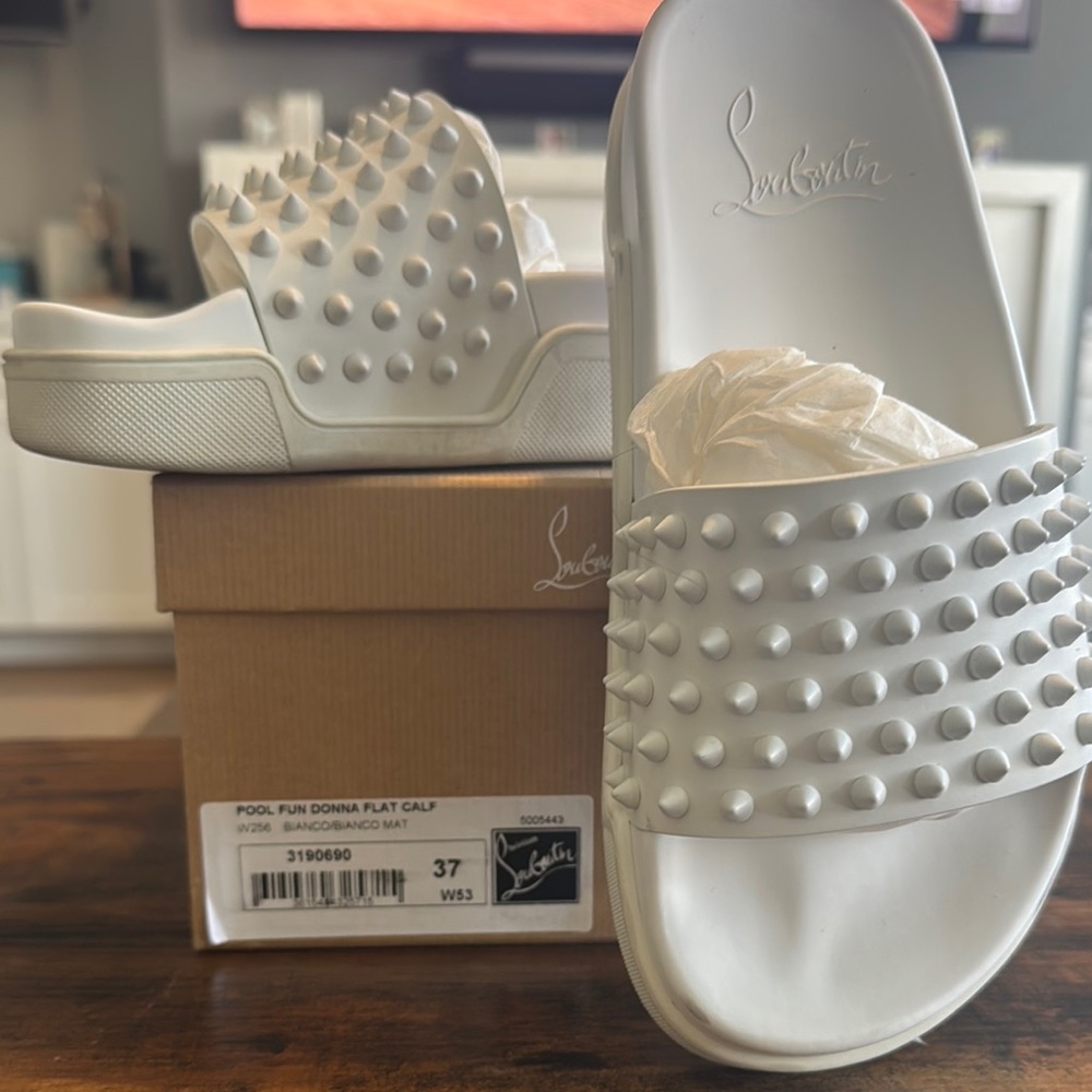 Christian Louboutin White Spiked Sandals